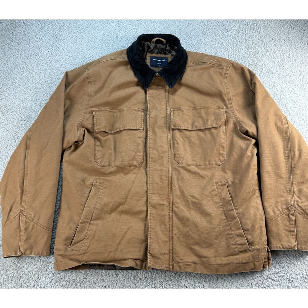 Abercrombie & Fitch Canvas Barn Chore Jacket Corduroy Collar Brown Men's Large
